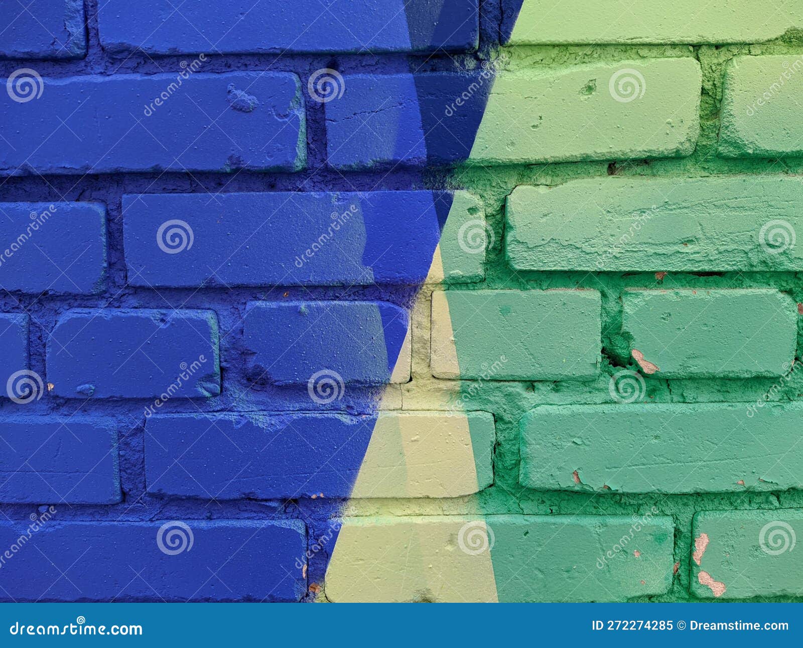 Brick Wall Painted in Different Bright Colors. Stock Image Image of