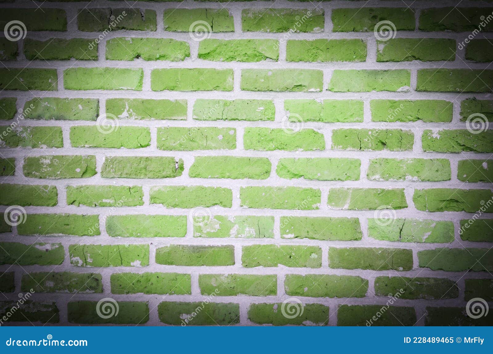 Brick Wall, Green Rustic Look, Background Texture Stock Image Image