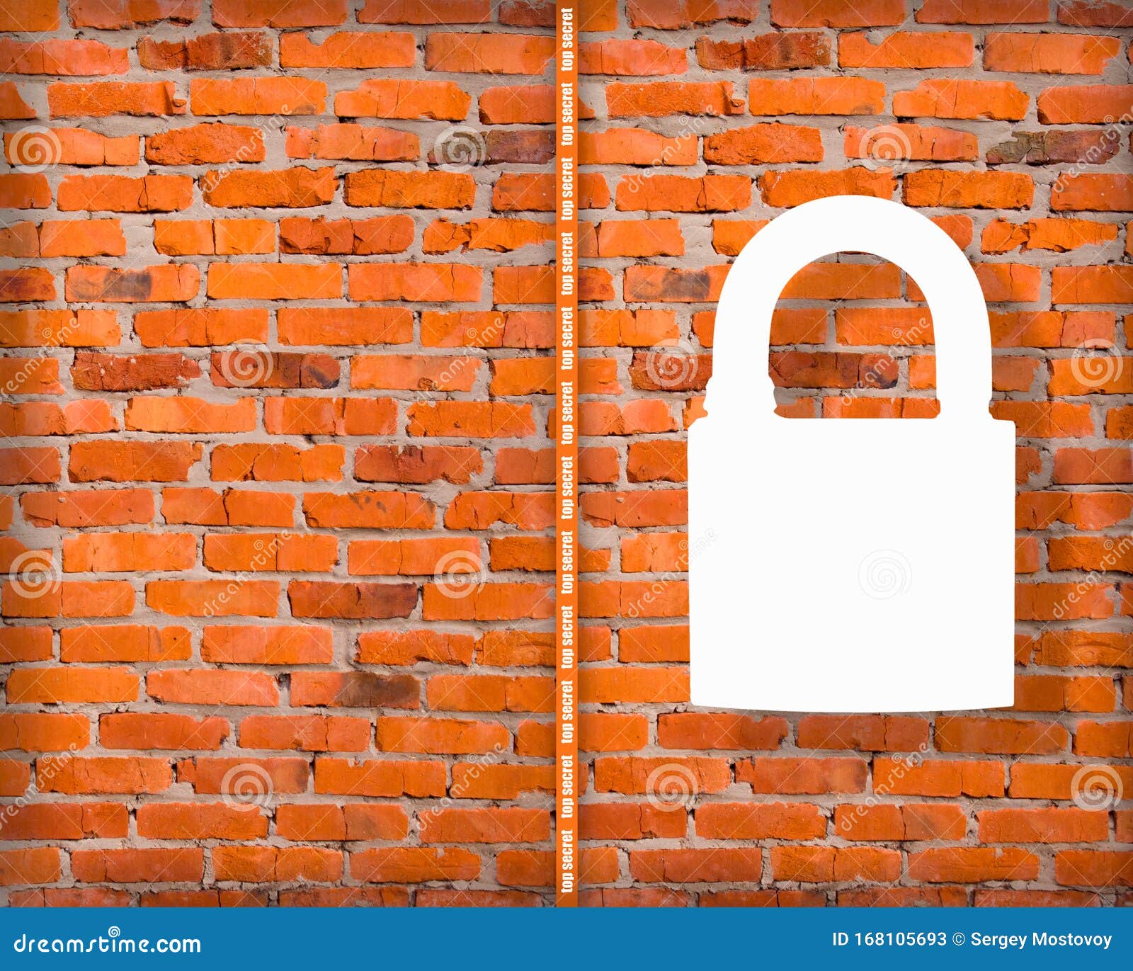 Brick Wall and Security. Top Secret Stock Image Image of information, lock 168105693