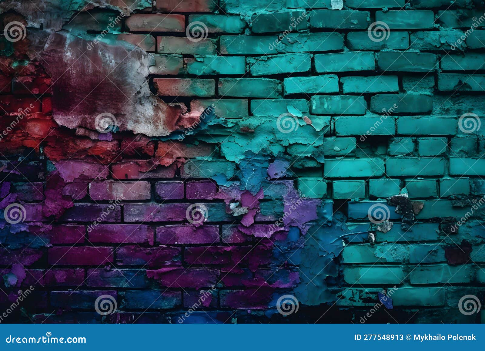 Brick Wall Texture in Graffiti Paint. Neural Network AI Generated Stock