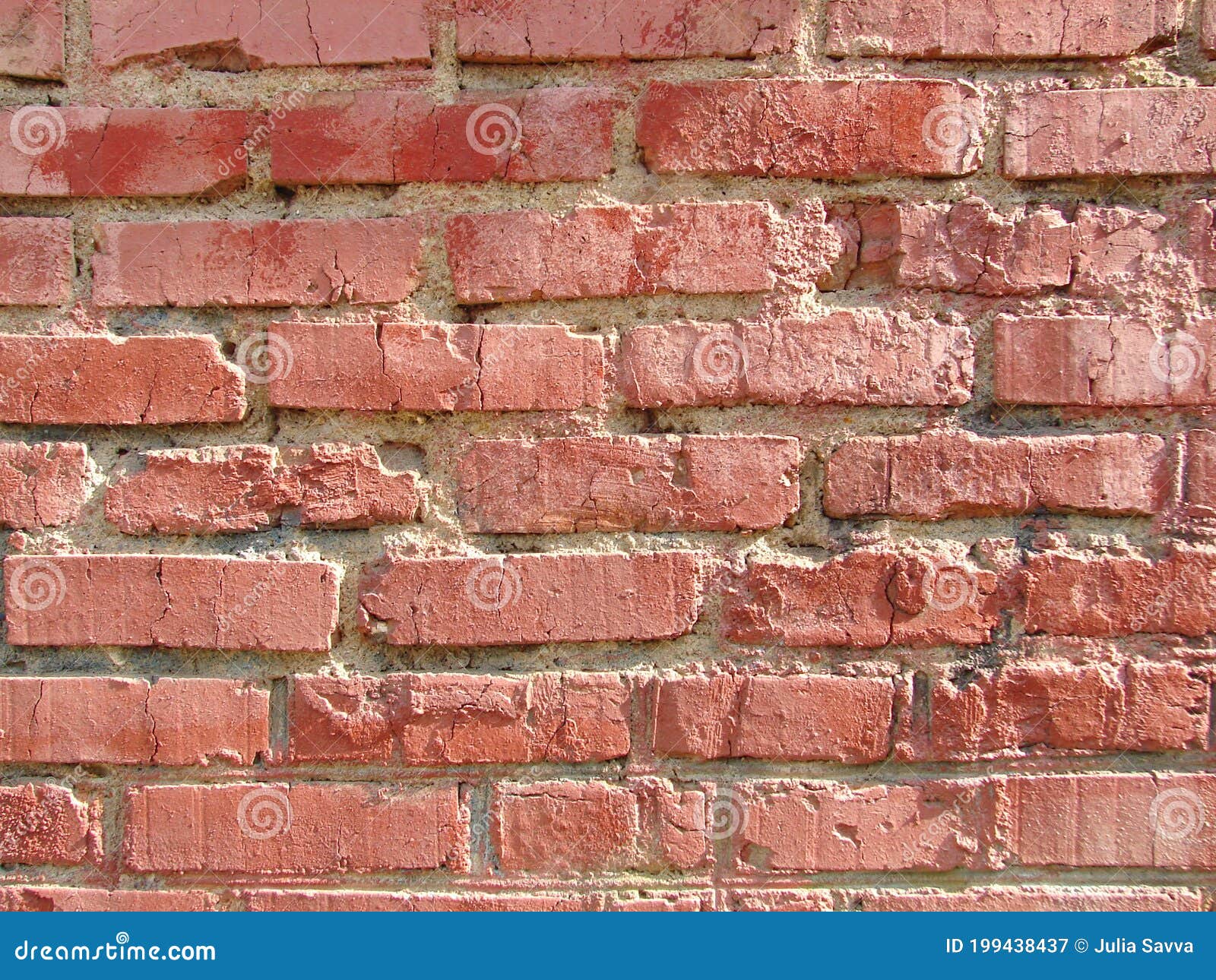 Brick Wall Texture. Pink Bricks Background. Old Brick Wall Stock Image