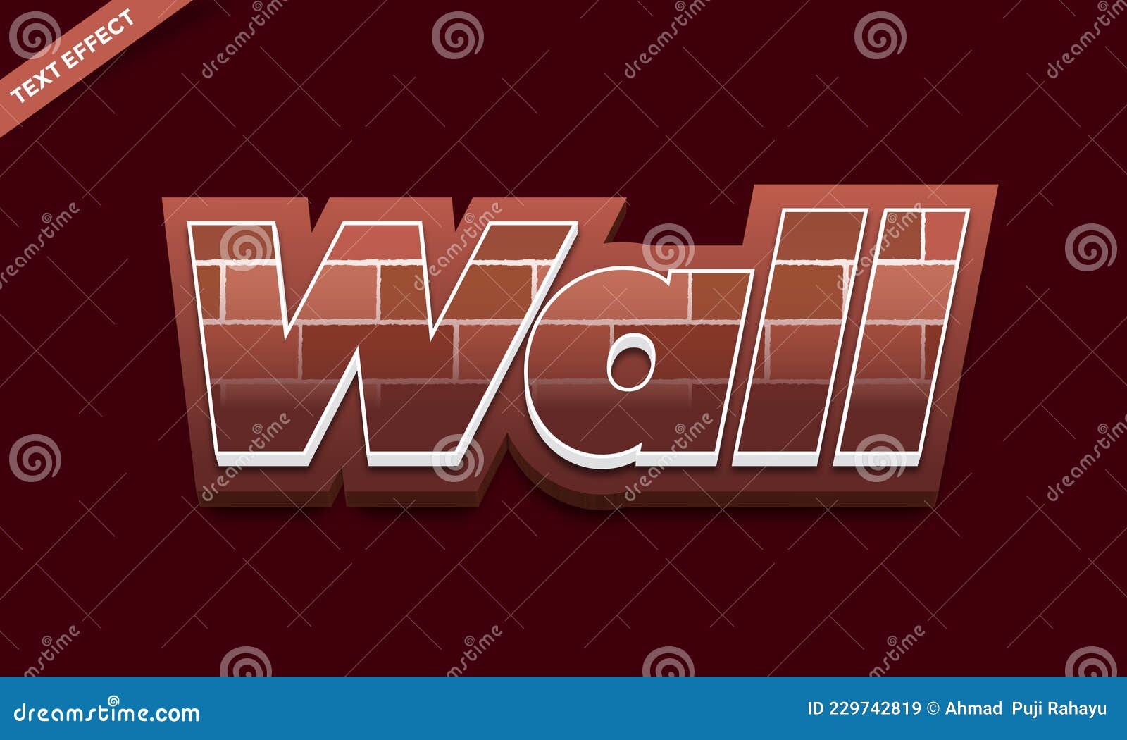 Brick Wall Texture Text Effect Design Stock Vector Illustration of