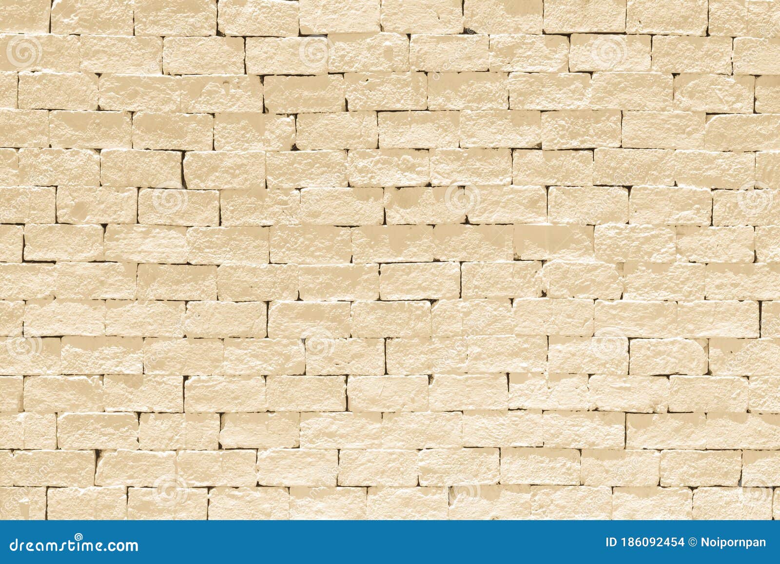 Brick Wall Tile Texture Background Painted in Light Yellow Cream Color