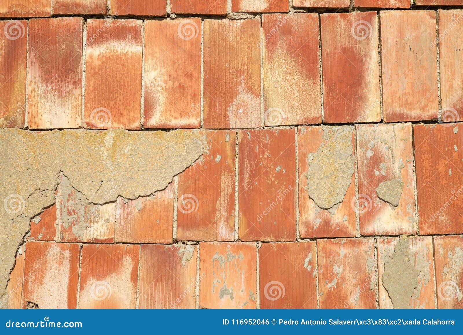 Brick wall view stock photo. Image of brown, cement 116952046