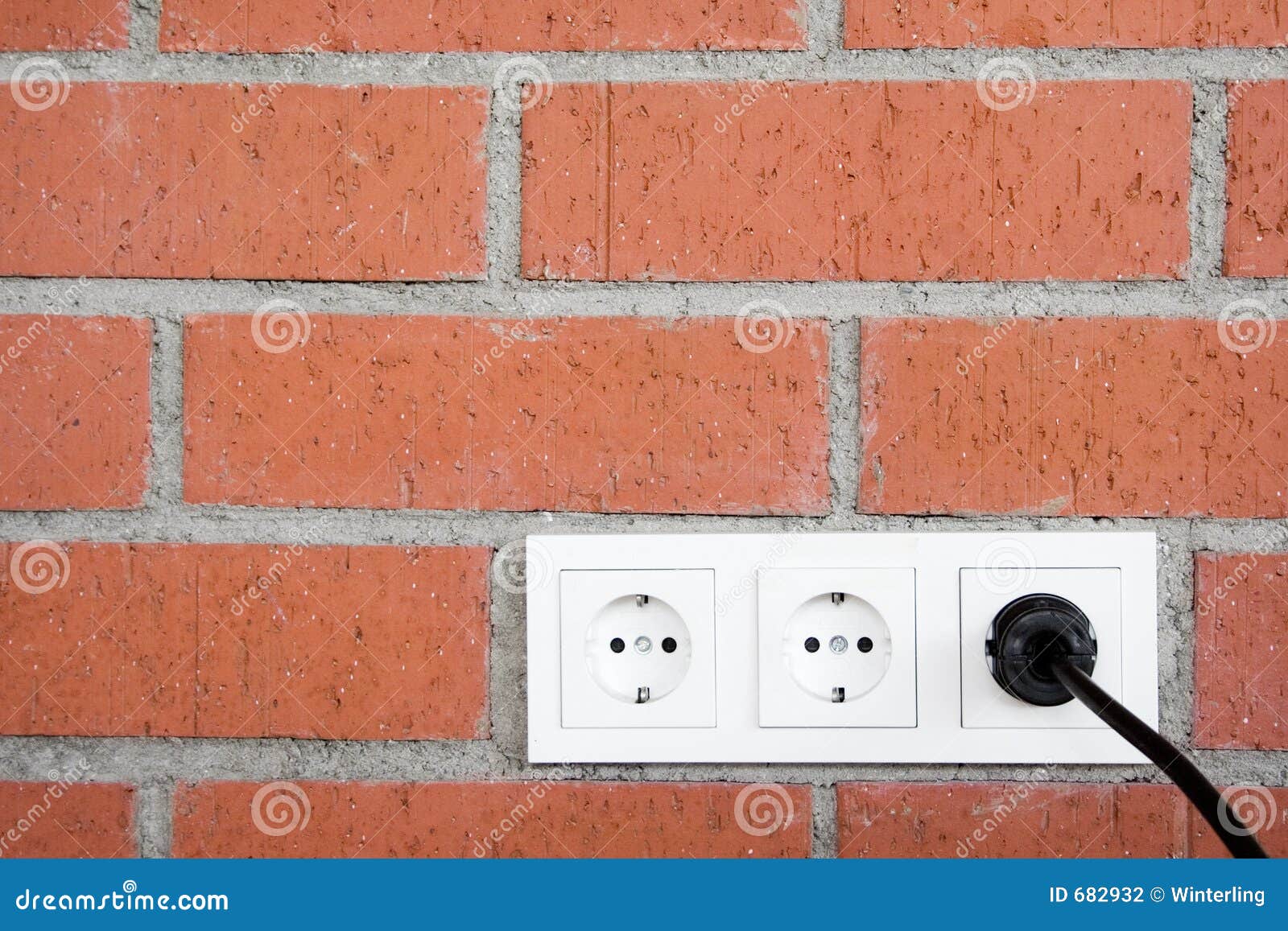 Brick Wall w/ Power Outlet stock photo. Image of block 682932