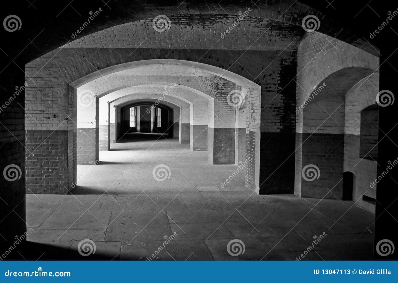 Brick Walls and Halls at Historic Fort Point Stock Image Image of