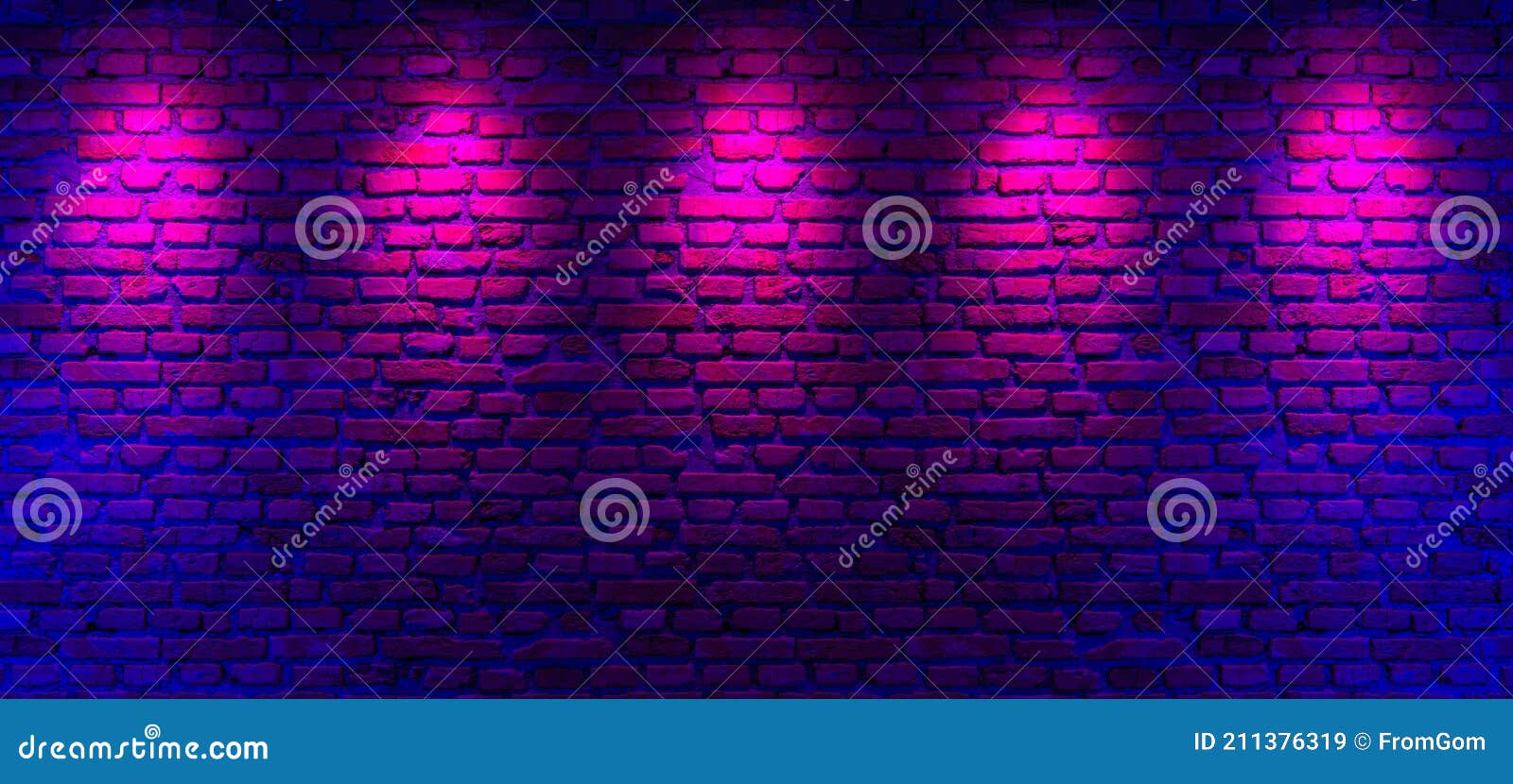 Brick Walls and Neon Light Background. Brick Walls, Neon Rays and Glow