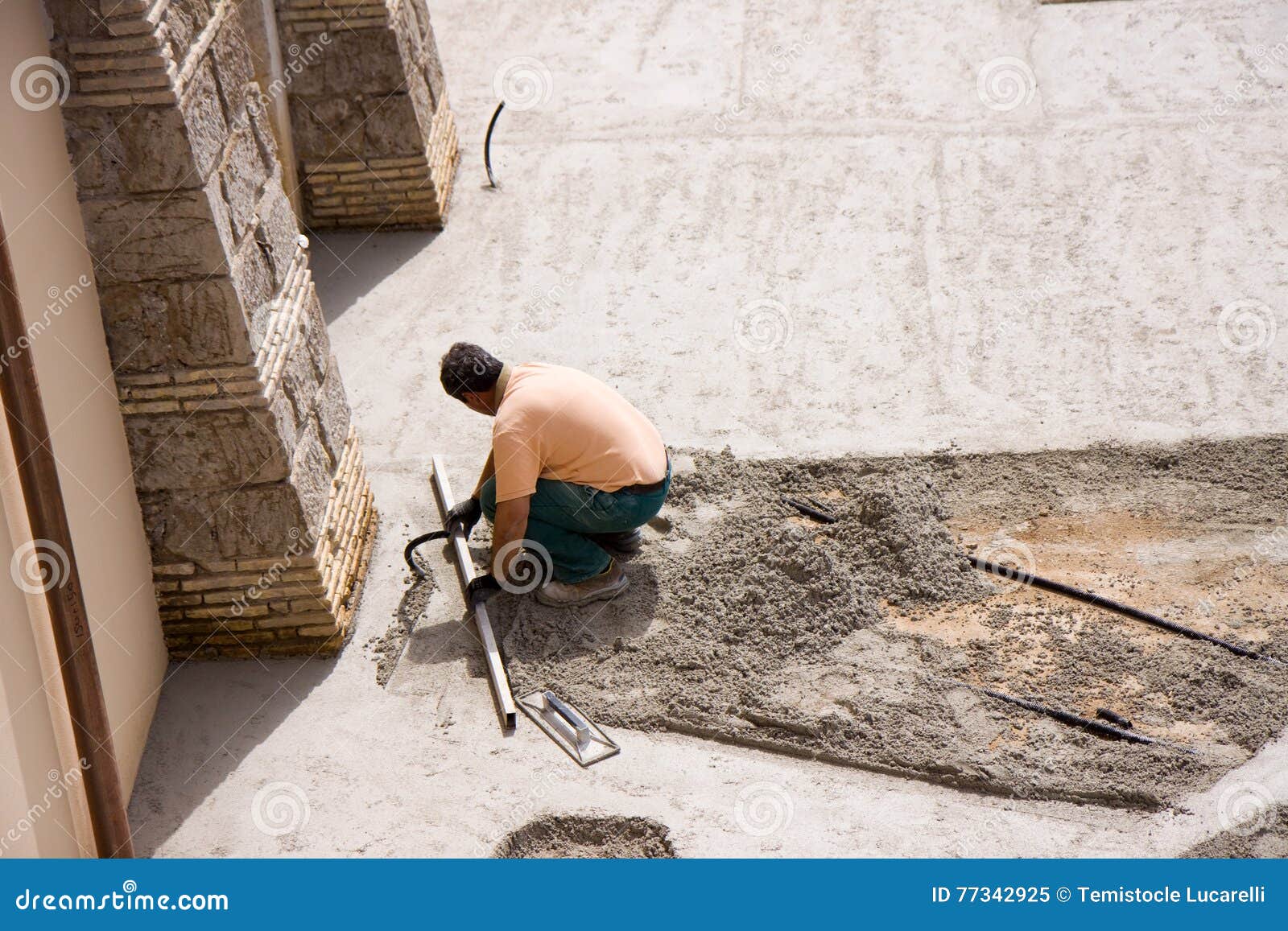 Bricklayer at work stock image. Image of occupation, building 77342925
