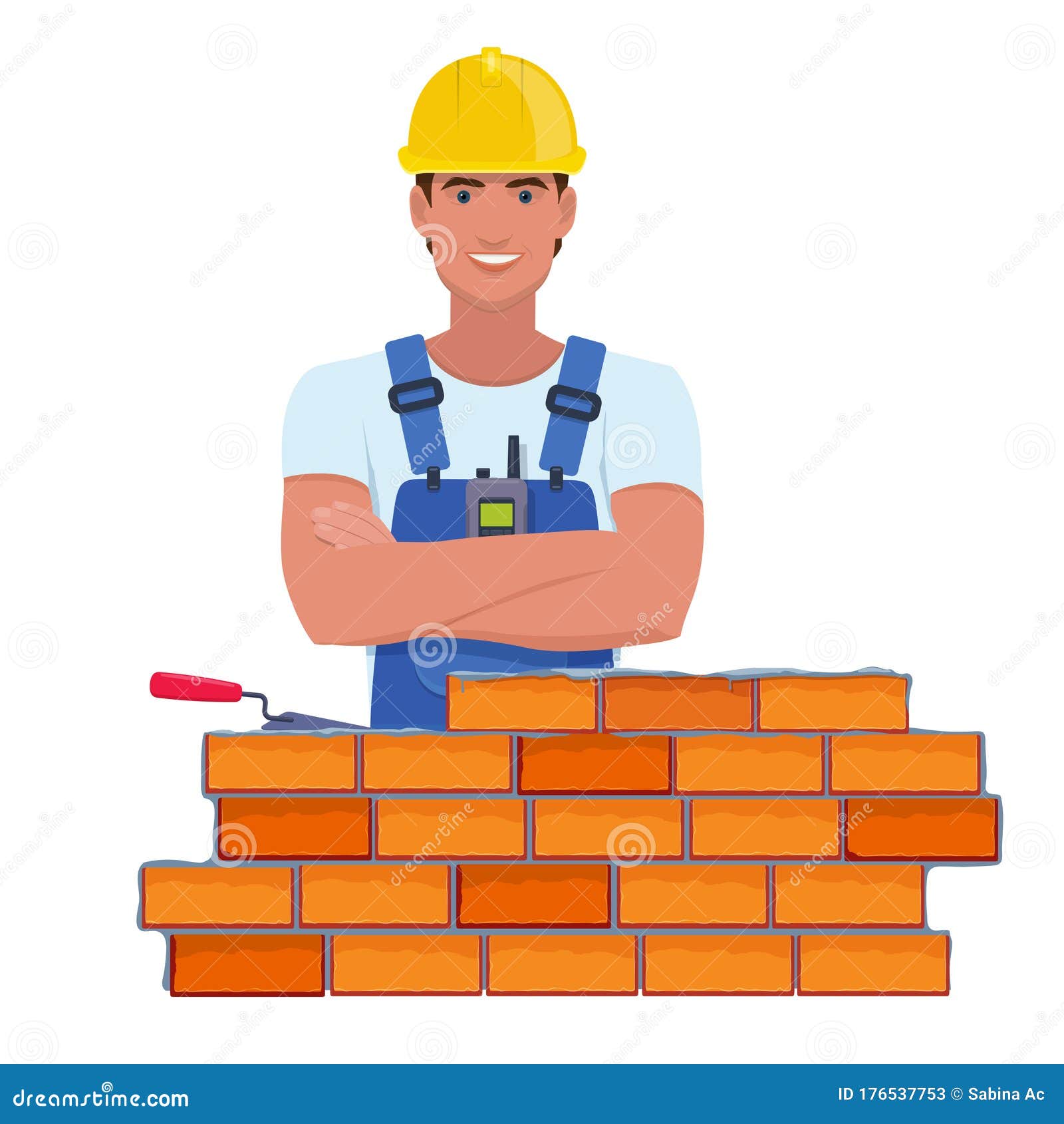 Illustration of Professional Builder with Arms Crossed Stock Vector ...