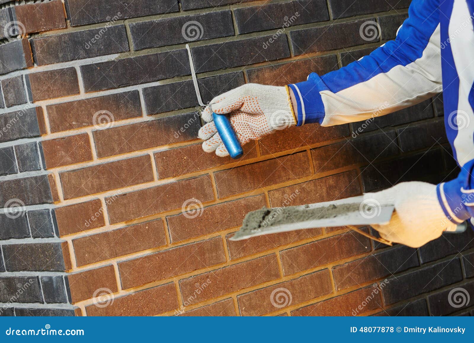 Bricklaying Using the Brick Jointer Trowel Stock Photo Image of brick