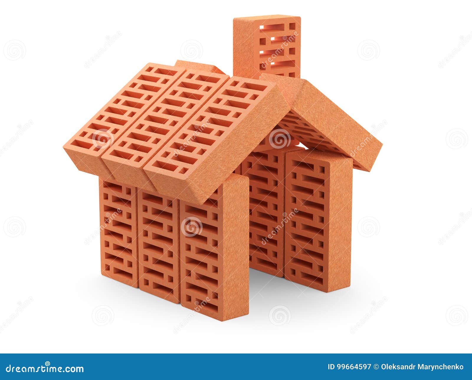 the bricks are arranged in the  of the house. building koncept.