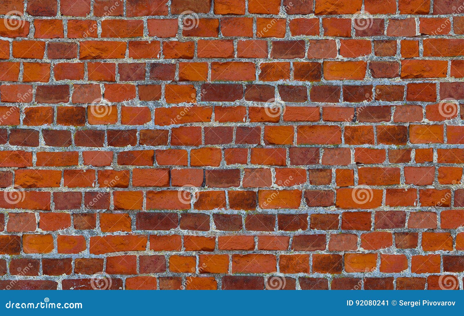 Bricks With Cement Uneven Stripes Red Background Wallpaper Stock Image