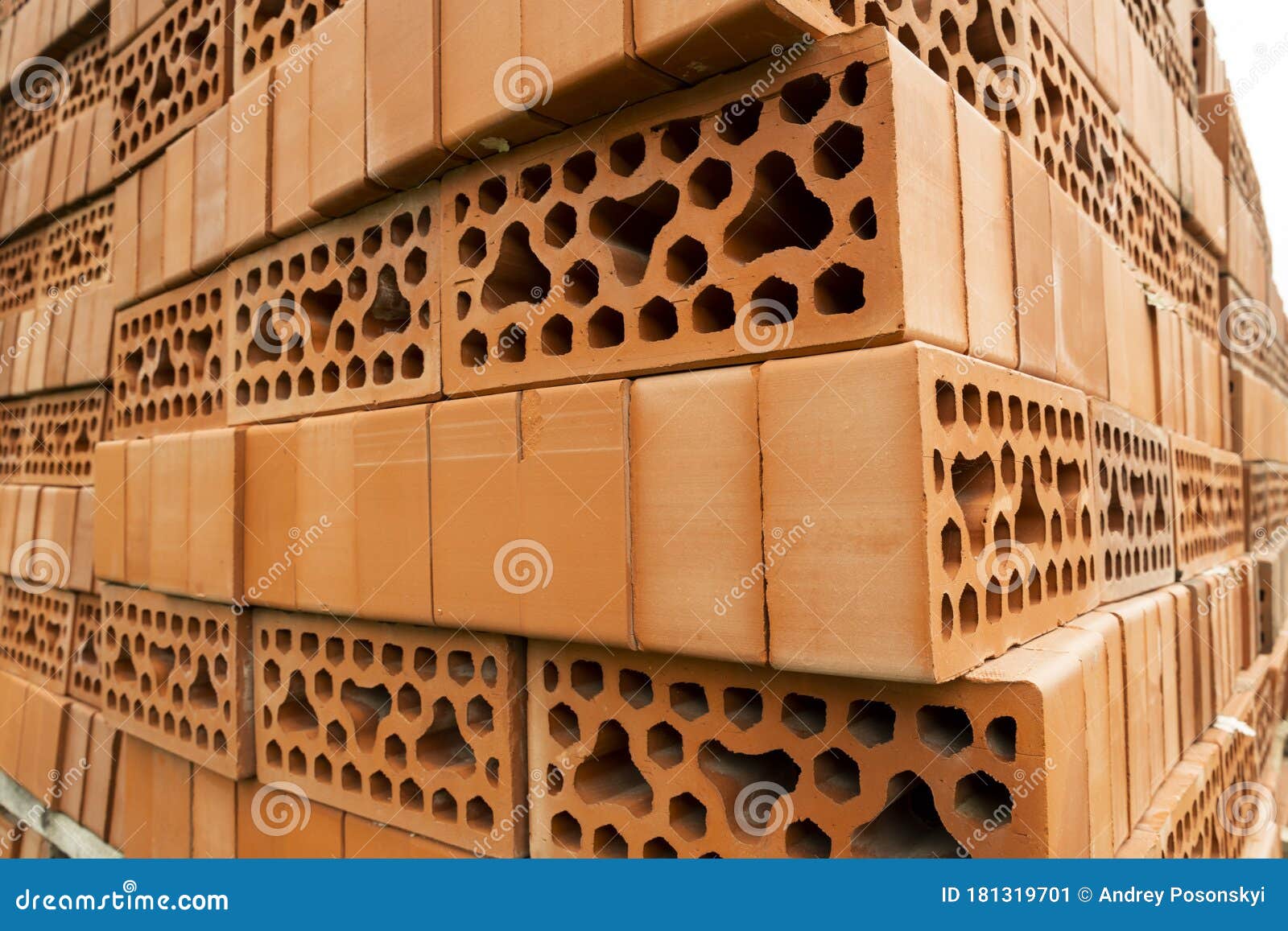 Bricks with Holes Folded on a Construction Stock Image Image of