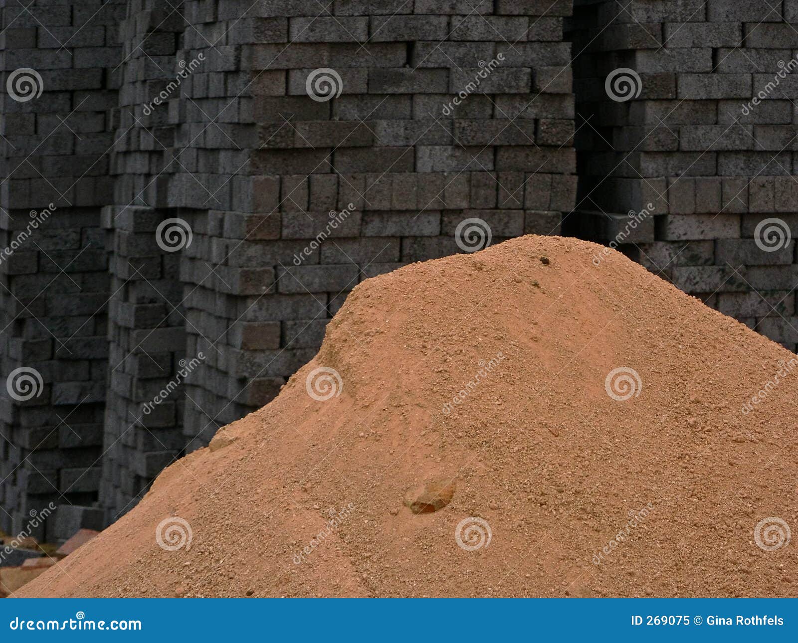 Bricks and sand stock image. Image of site, sand, grey 269075