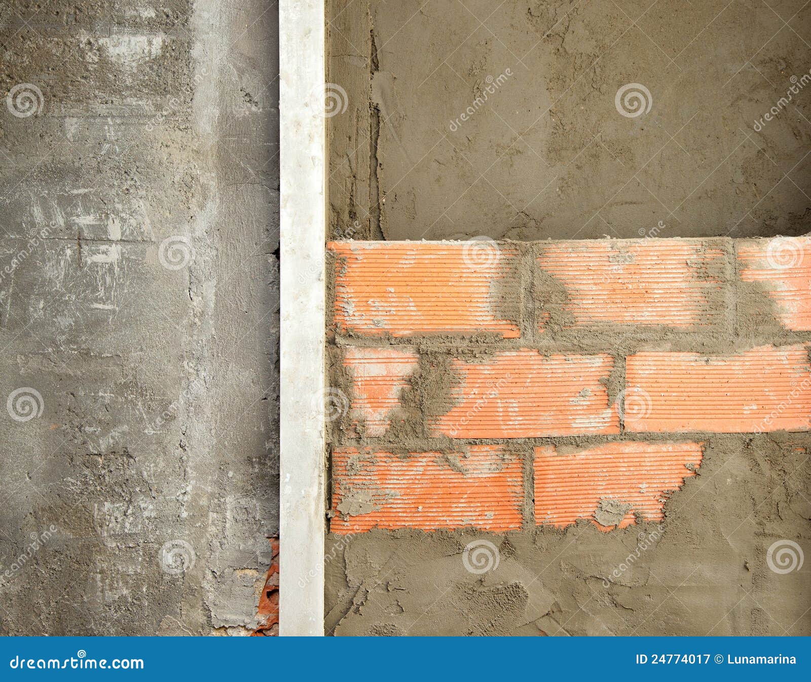 Brickwall Construction And Mortar Cement Plaster Royalty Free Stock
