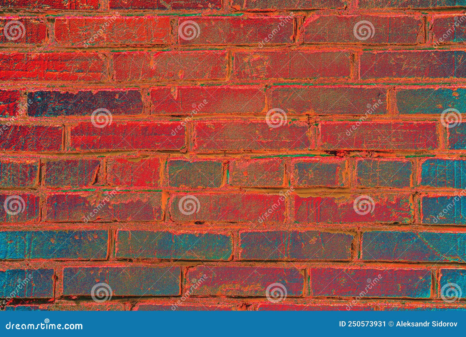 Brickwork Painted with Red Paint, Red Brick Background. Changed Color