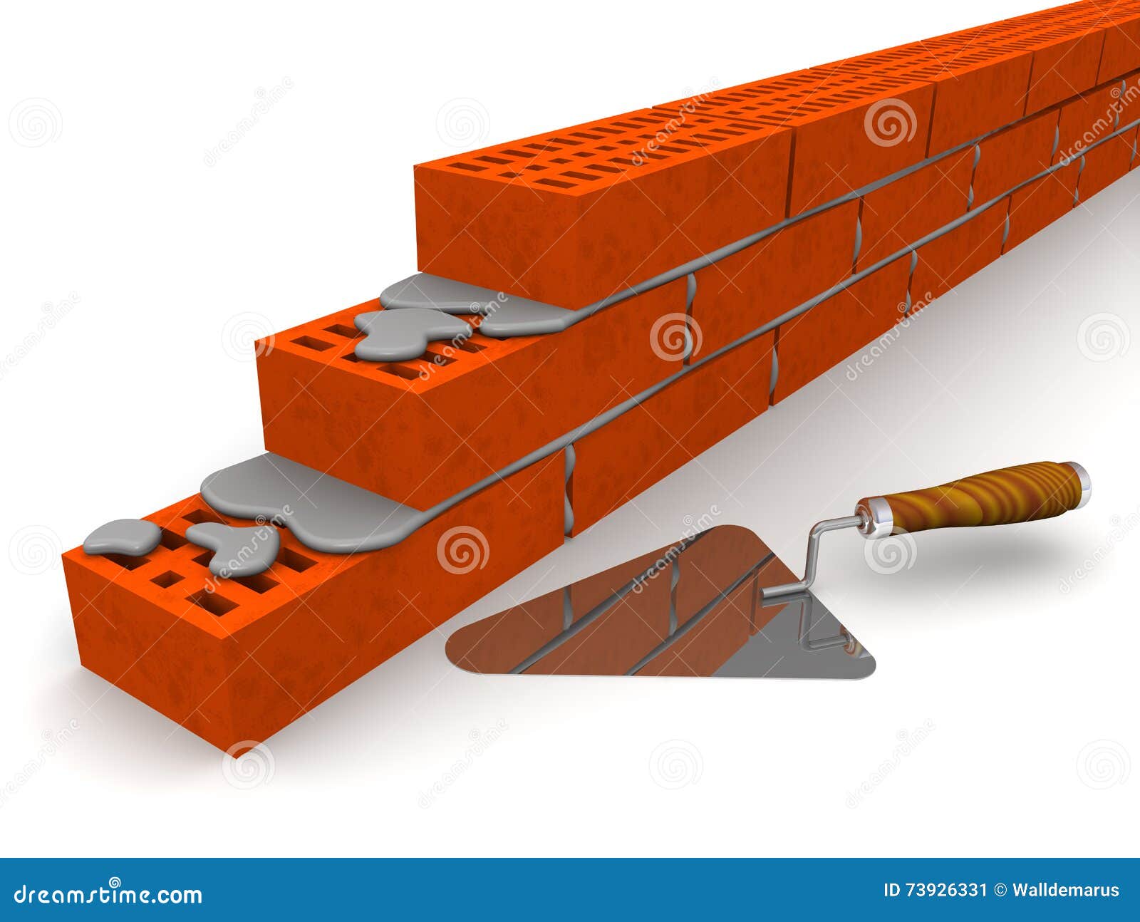 Brickwork and trowel stock illustration. Illustration of rendering