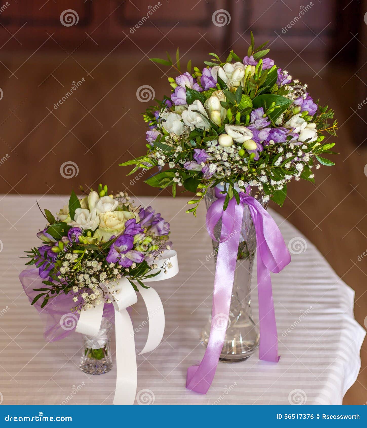 Bridal bouquets in vases stock photo. Image of bride 56517376