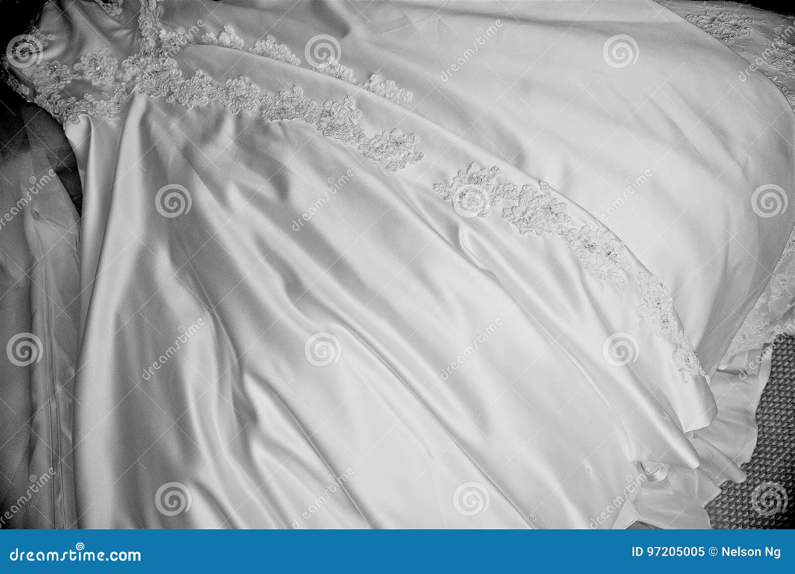 Bridal Dress Laying on the Bed Stock Image - Image of laying, bridal ...