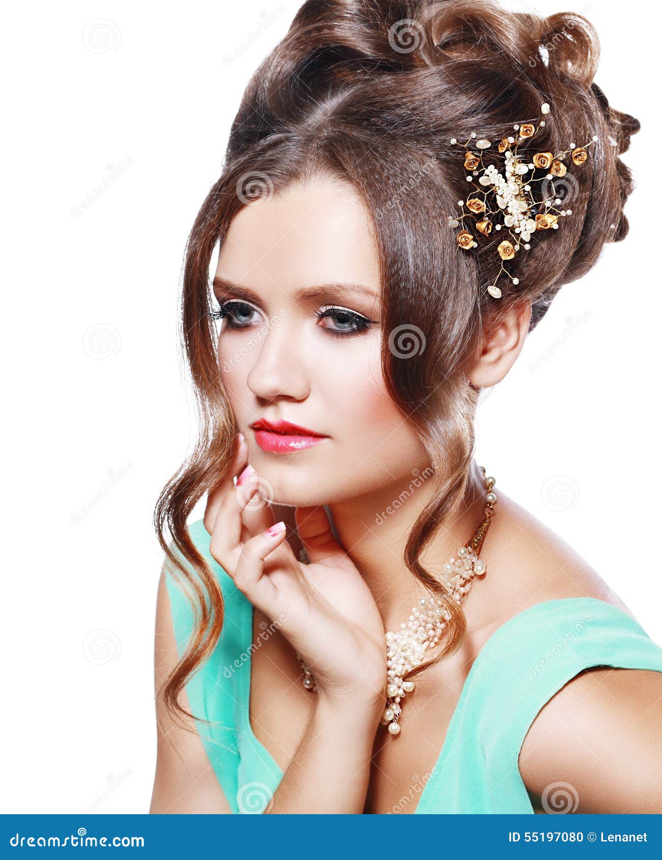 Bridal hairstyle stock photo. Image of bright, hairdo - 55197080