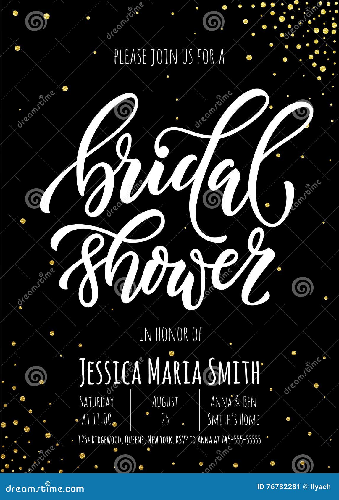 Bridal Shower Invitation Card Template. Stock Illustration Within Bridal Shower Banner Template