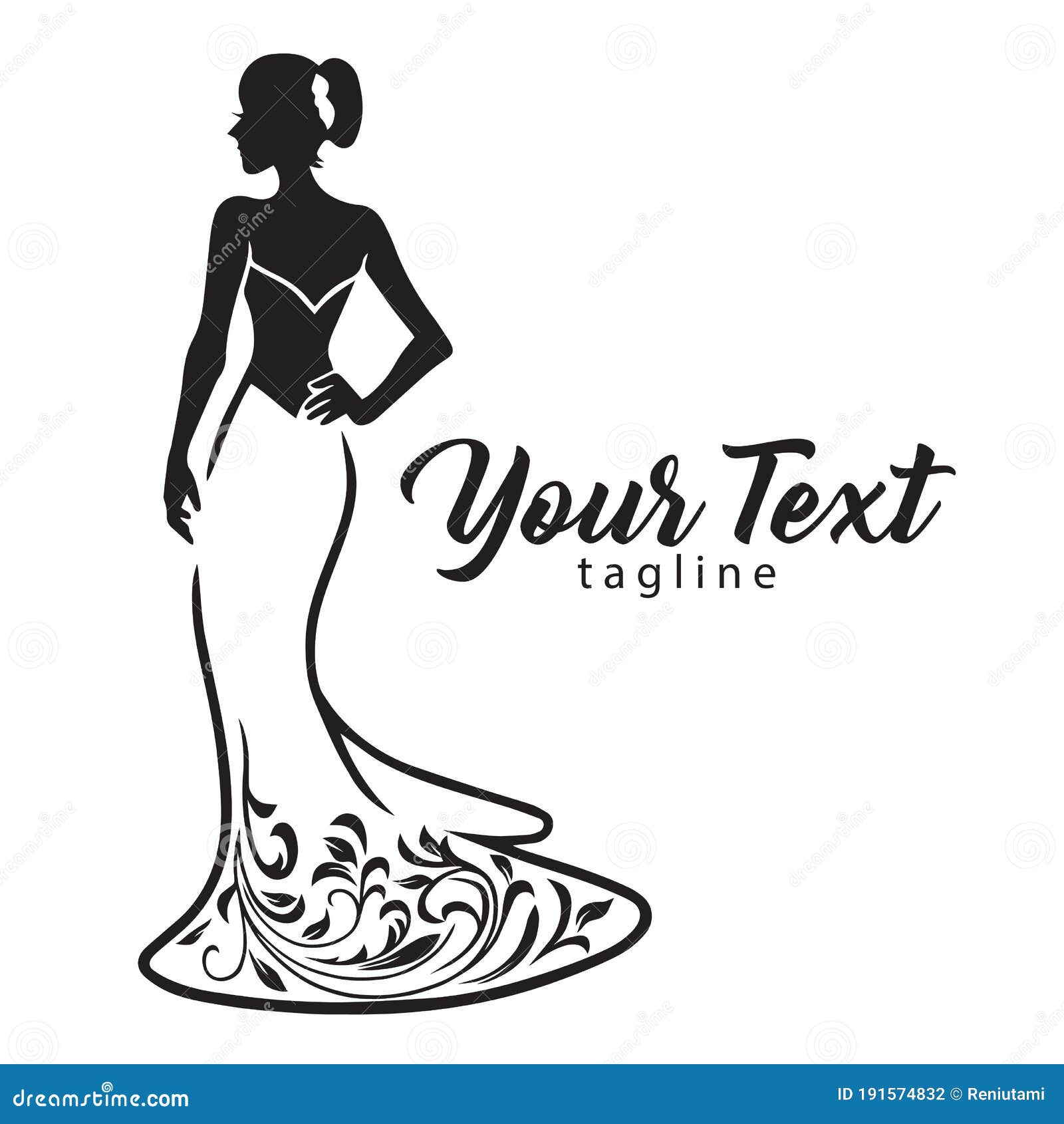 Elegant Wedding Bridal Wear Fashion Boutique Logo. Gown Dress Design