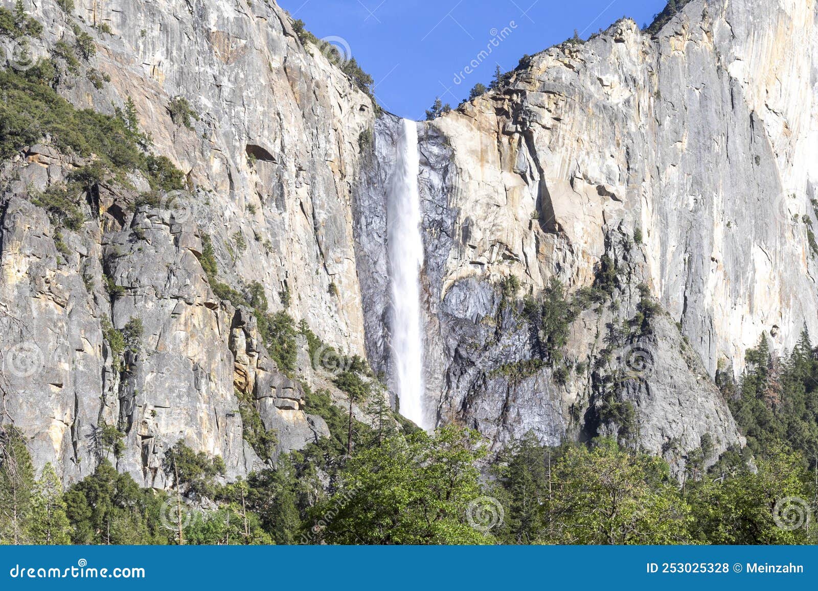Bridal Veil Waterfall in Yosemite Valley Stock Photo Image of rainbow