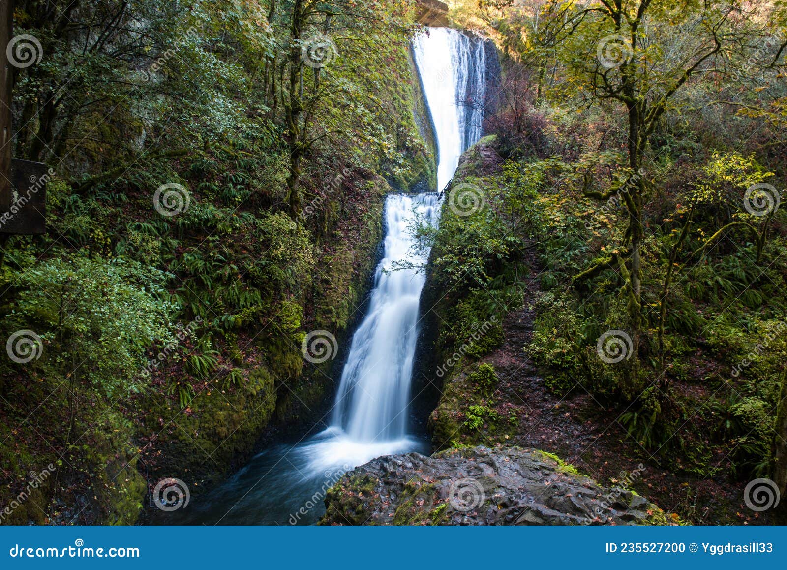 Bridal Veils Falls Along the Columbia River in Oregon Stock Photo