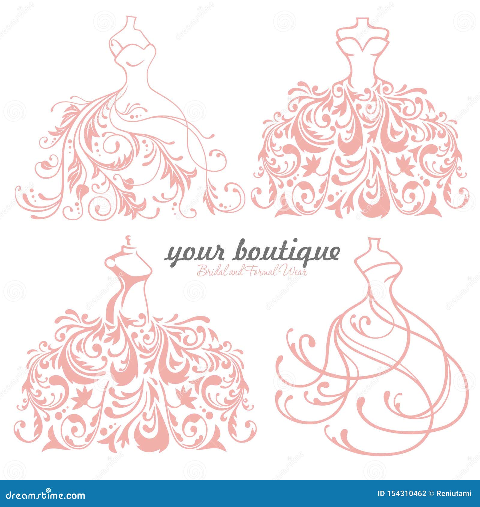 bridal wedding dress boutique logo  set  collection