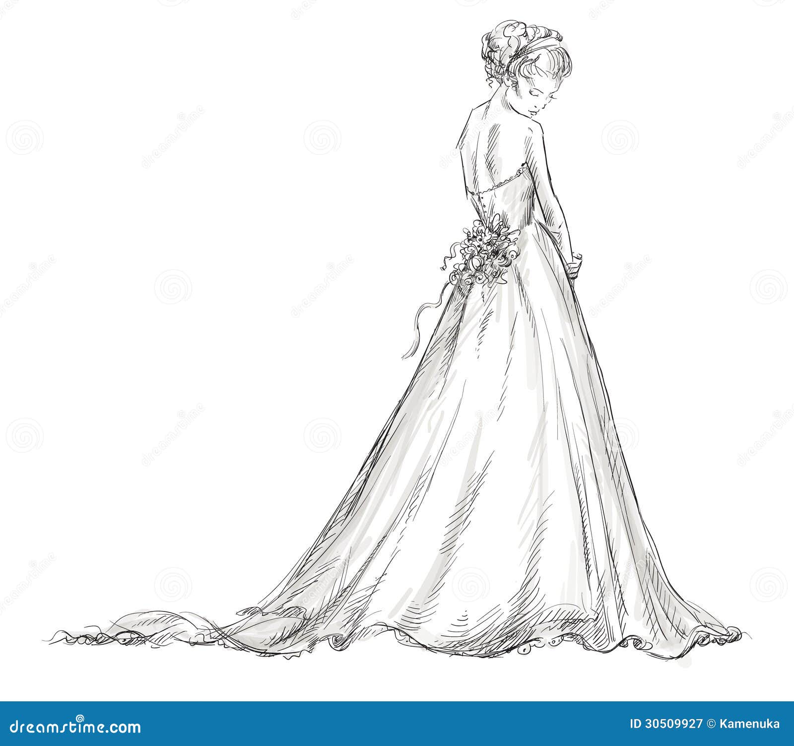 Drawing Wedding Sketch Wear a wedding dress girl bride holding bouquet  illustration pencil fashion Girl png  PNGEgg