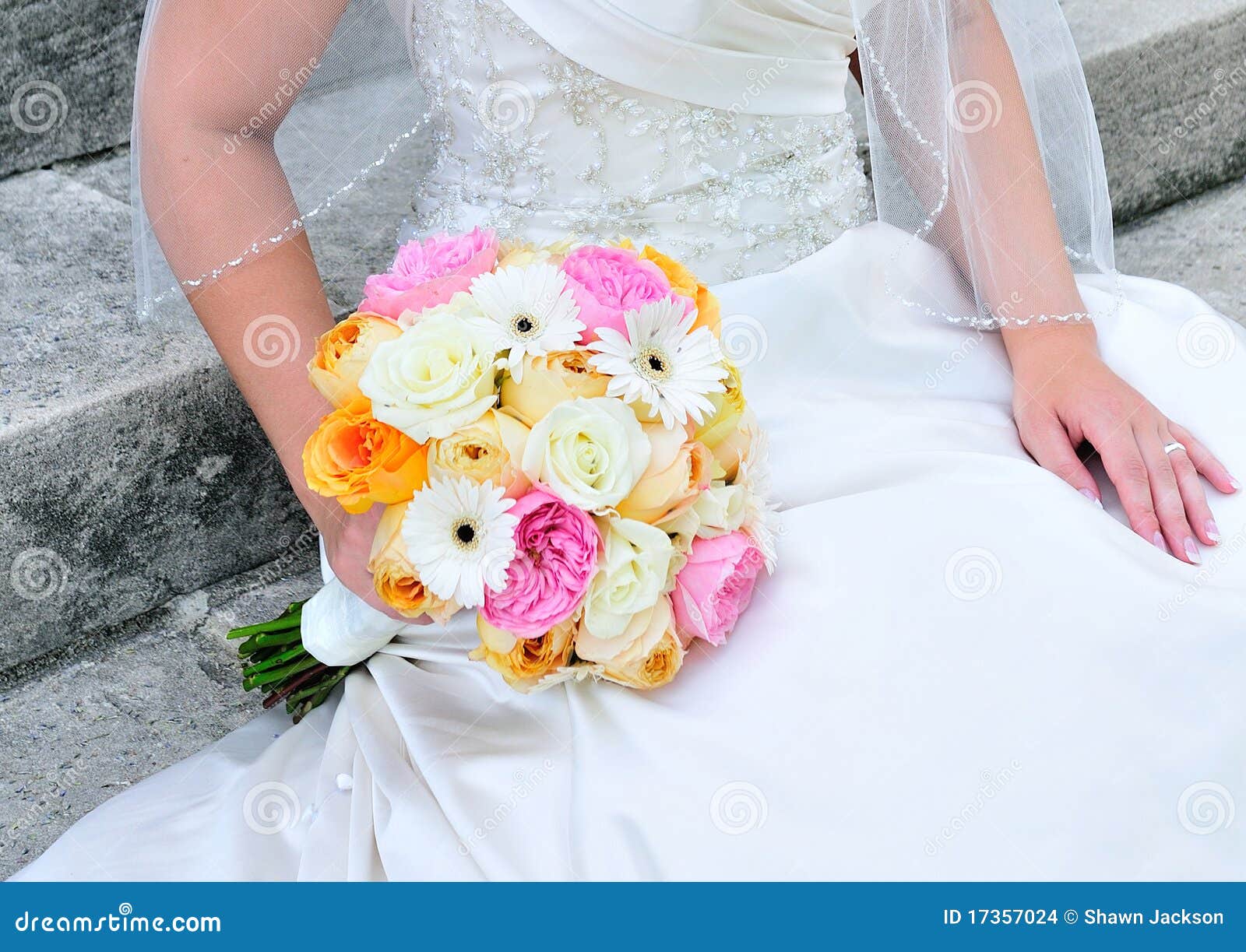 Bride with bouquet stock photo. Image of gown, dress - 17357024