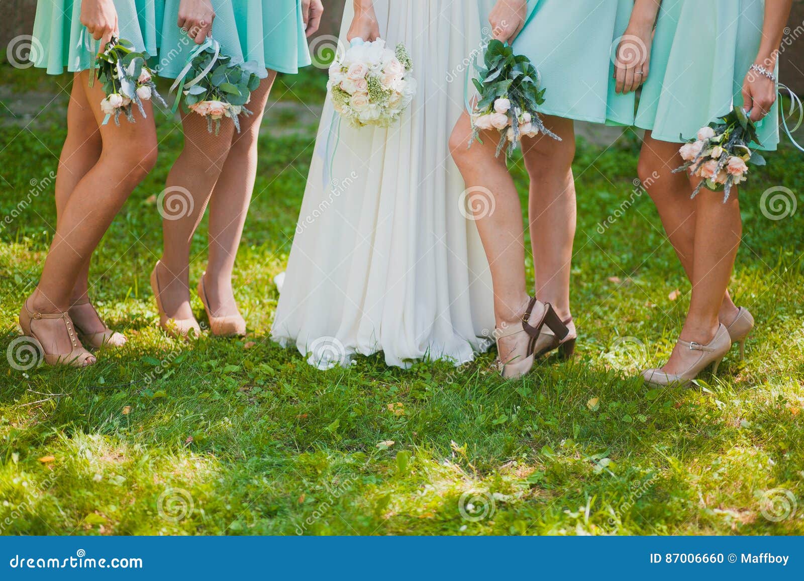 bride and bridesmaids legs