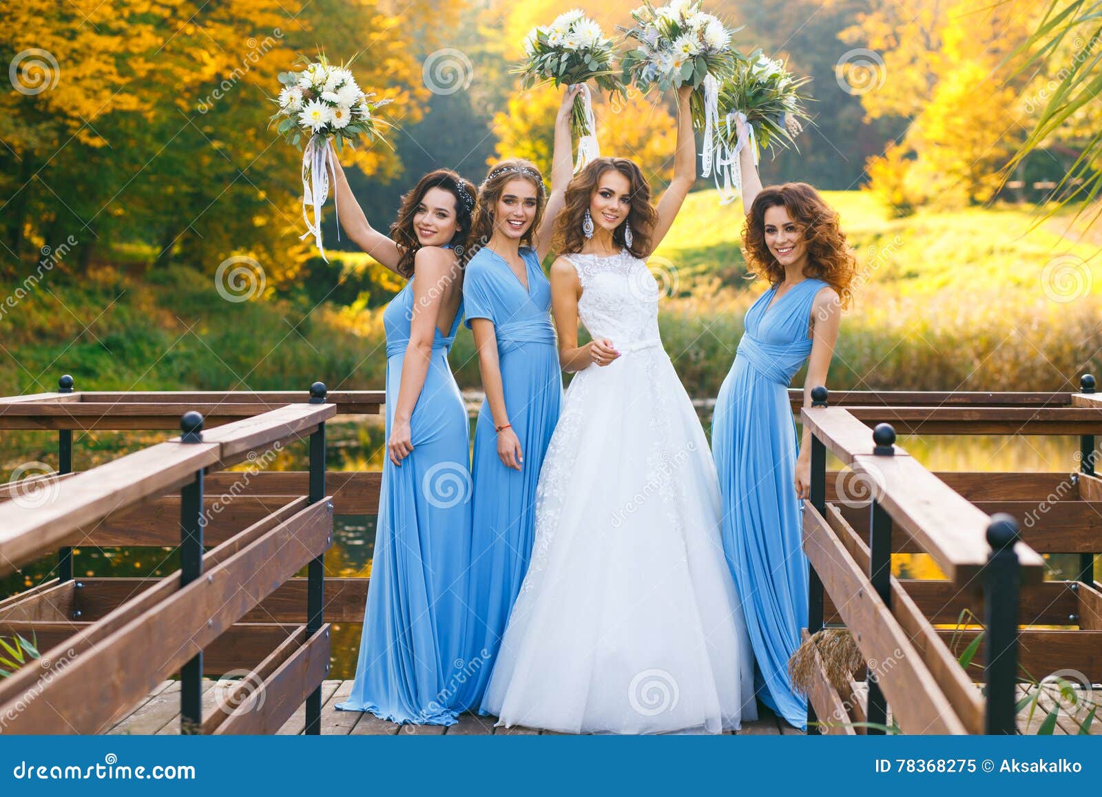 bride with bridesmaids