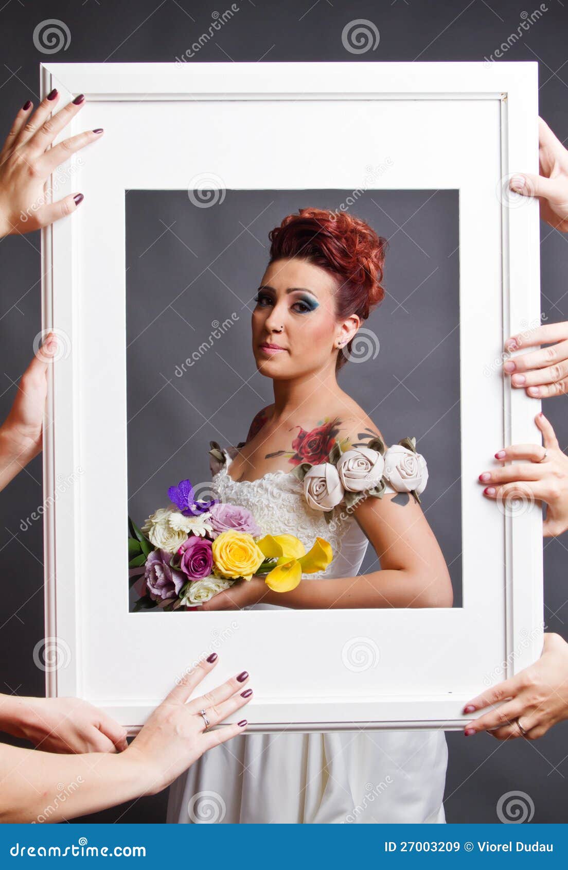 bride fitting in frame