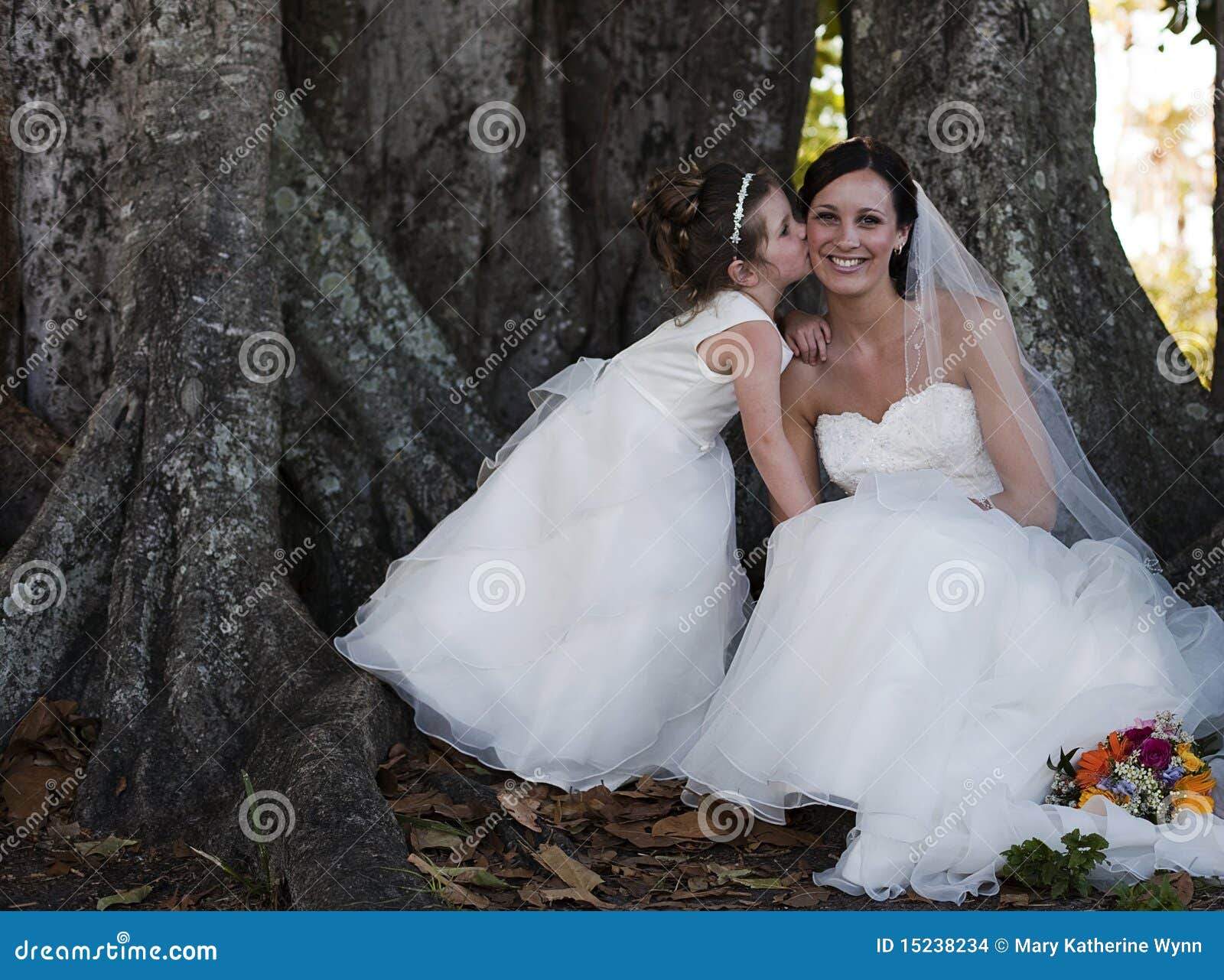 flower girl and bride