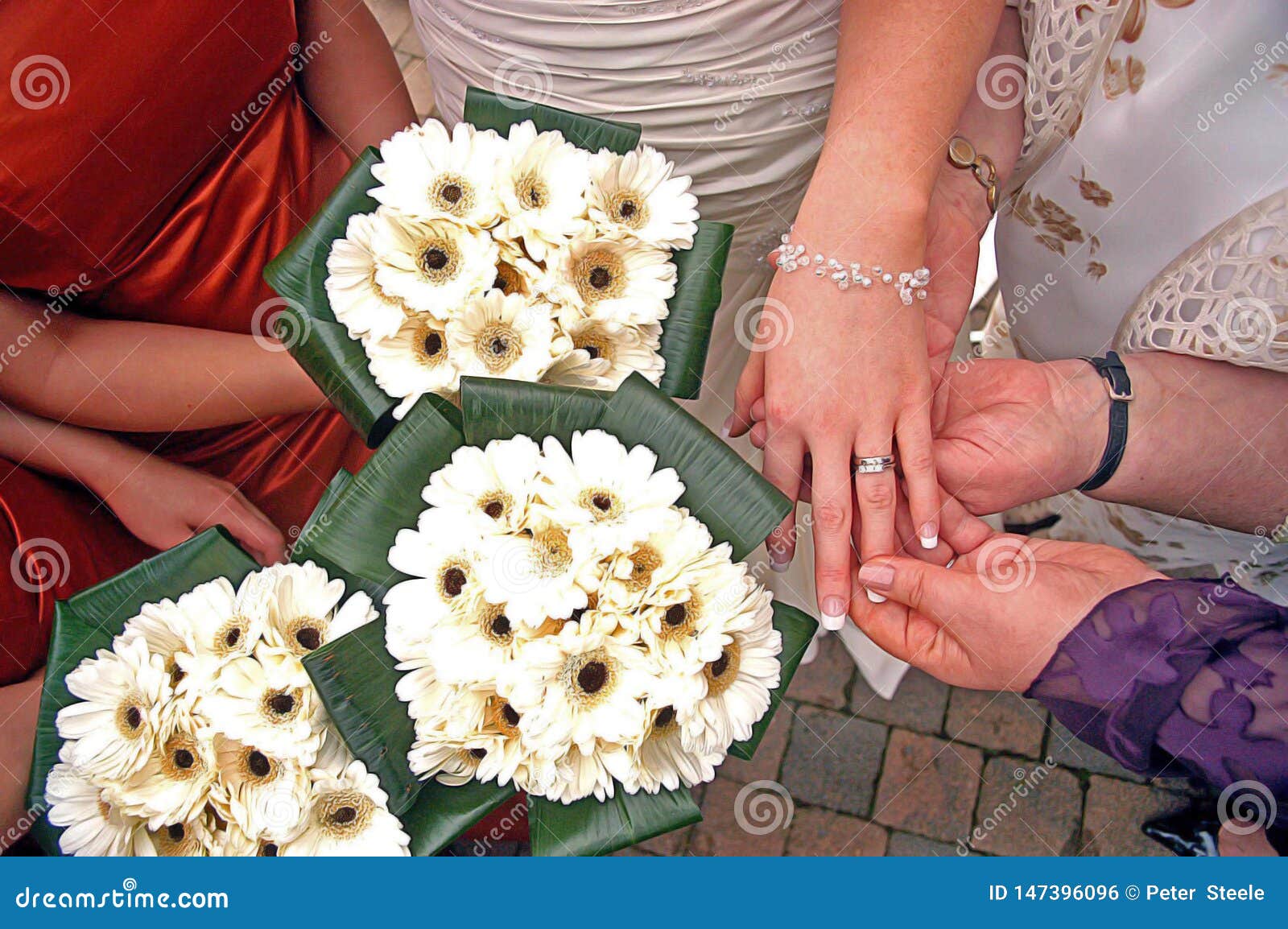 Bride Flowers Hands Rings Wedding Groom Bride Stock Photo Image of