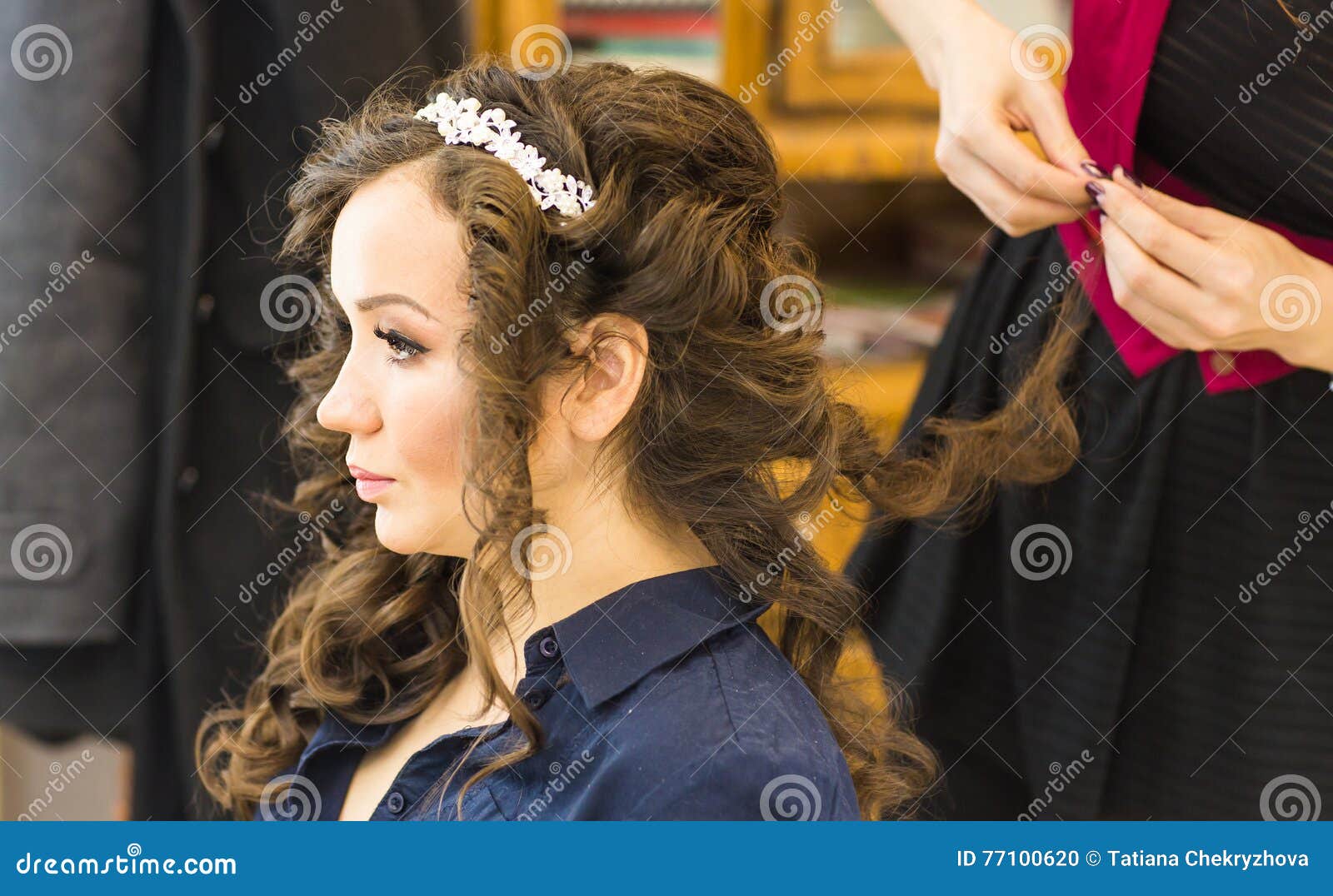 Bride Getting Her Hair Done before Wedding Stock Photo Image of girl