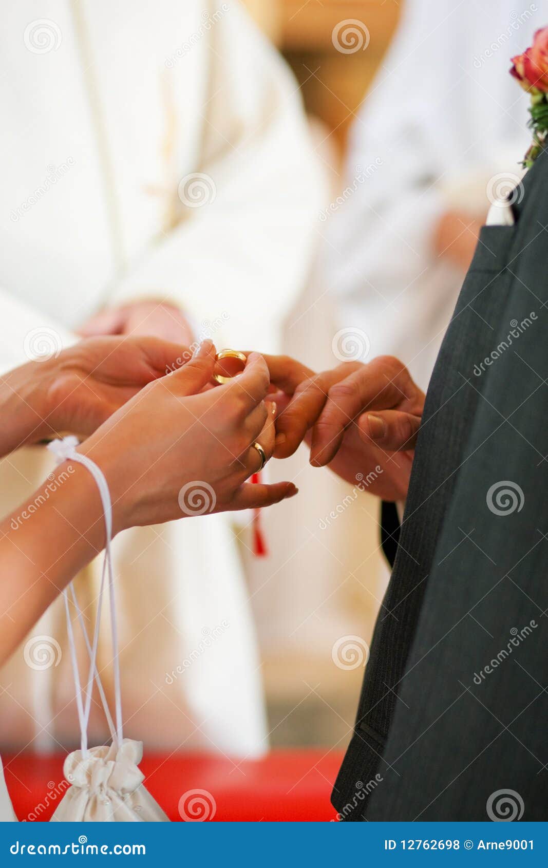 Bride Giving Ring To Groom in Wedding Stock Photo Image of pastor