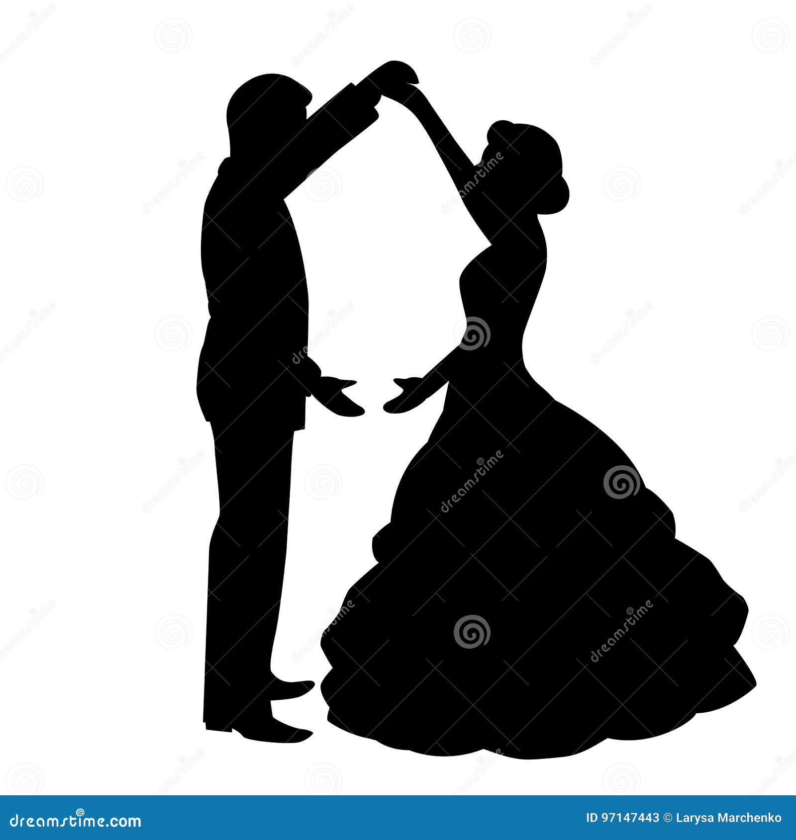 The bride and groom. stock vector. Illustration of postcard - 97147443