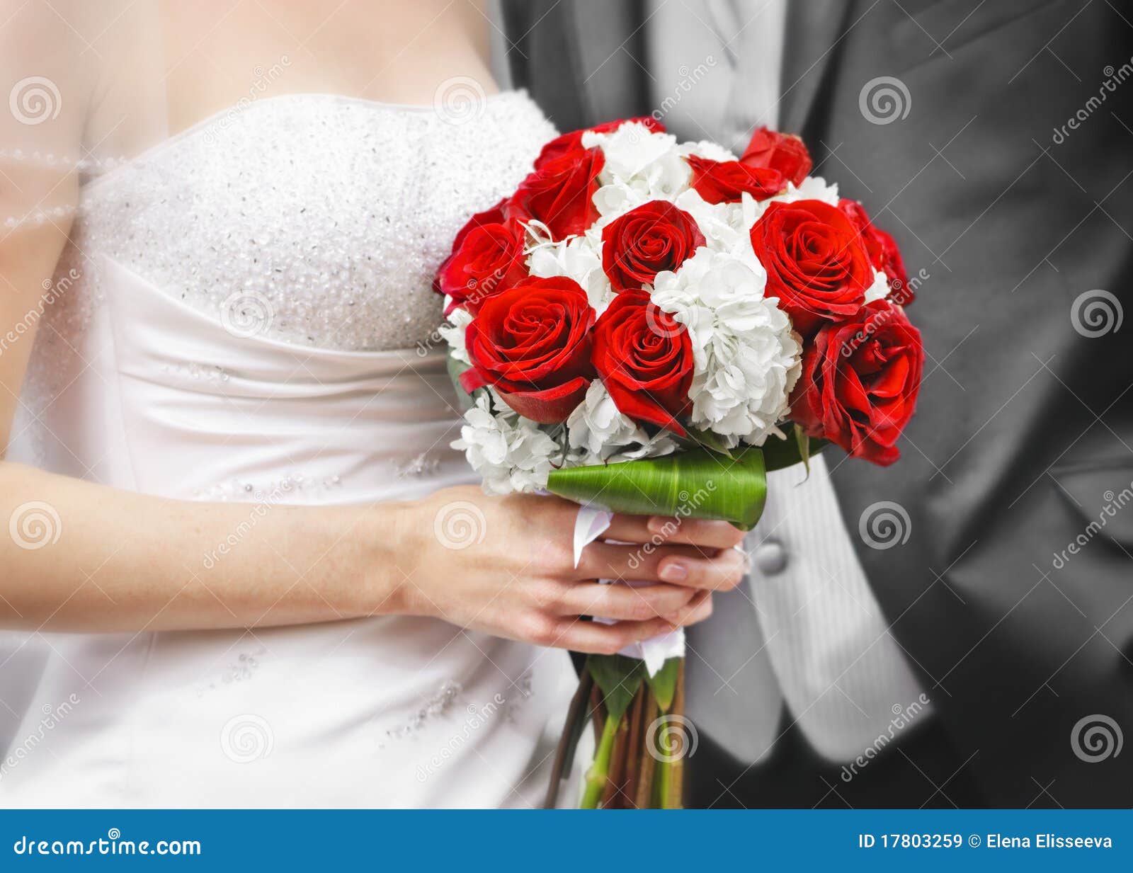 Bride and Groom with Bridal Bouquet Stock Image - Image of love ...