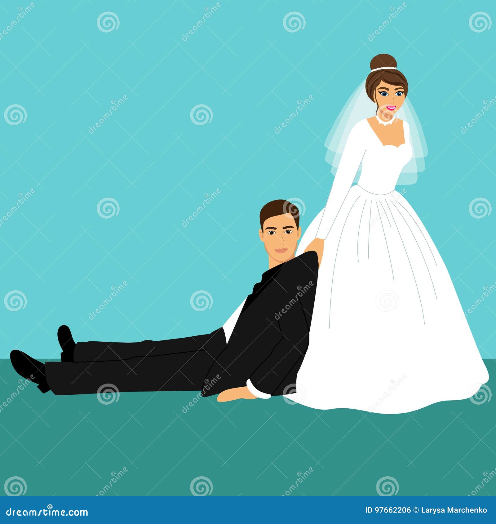 funny cartoon bride and groom