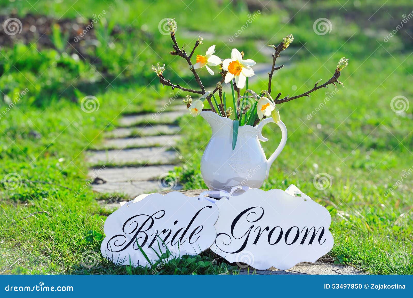 Bride and Groom Decoration Boards Stock Photo Image of garden