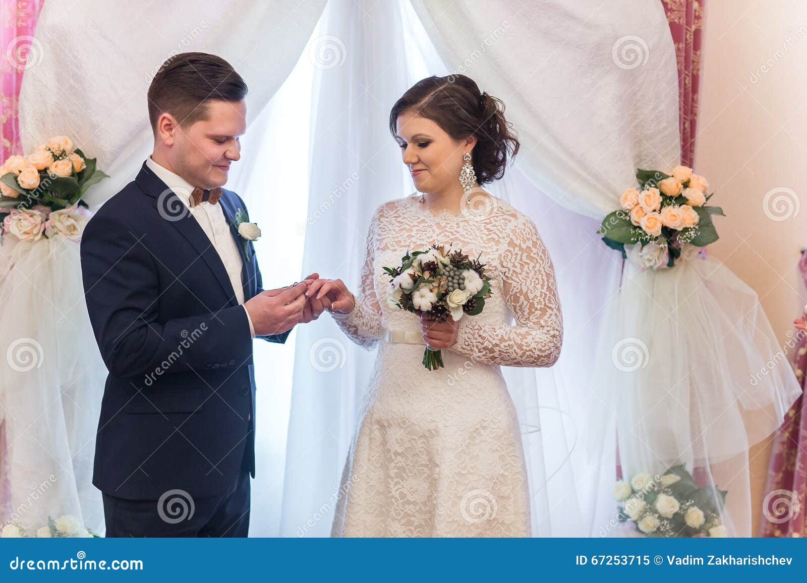 Bride And Groom Exchange Rings Stock Image Image Of Married