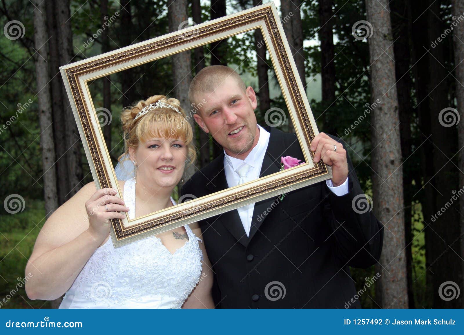 Bride and Groom Formal Portrait in Frame Stock Photo Image of wedding