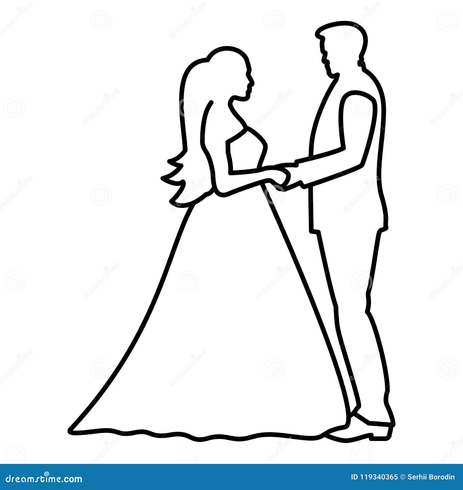 Bride And Groom Holding Hands Icon Black Color Illustration Flat