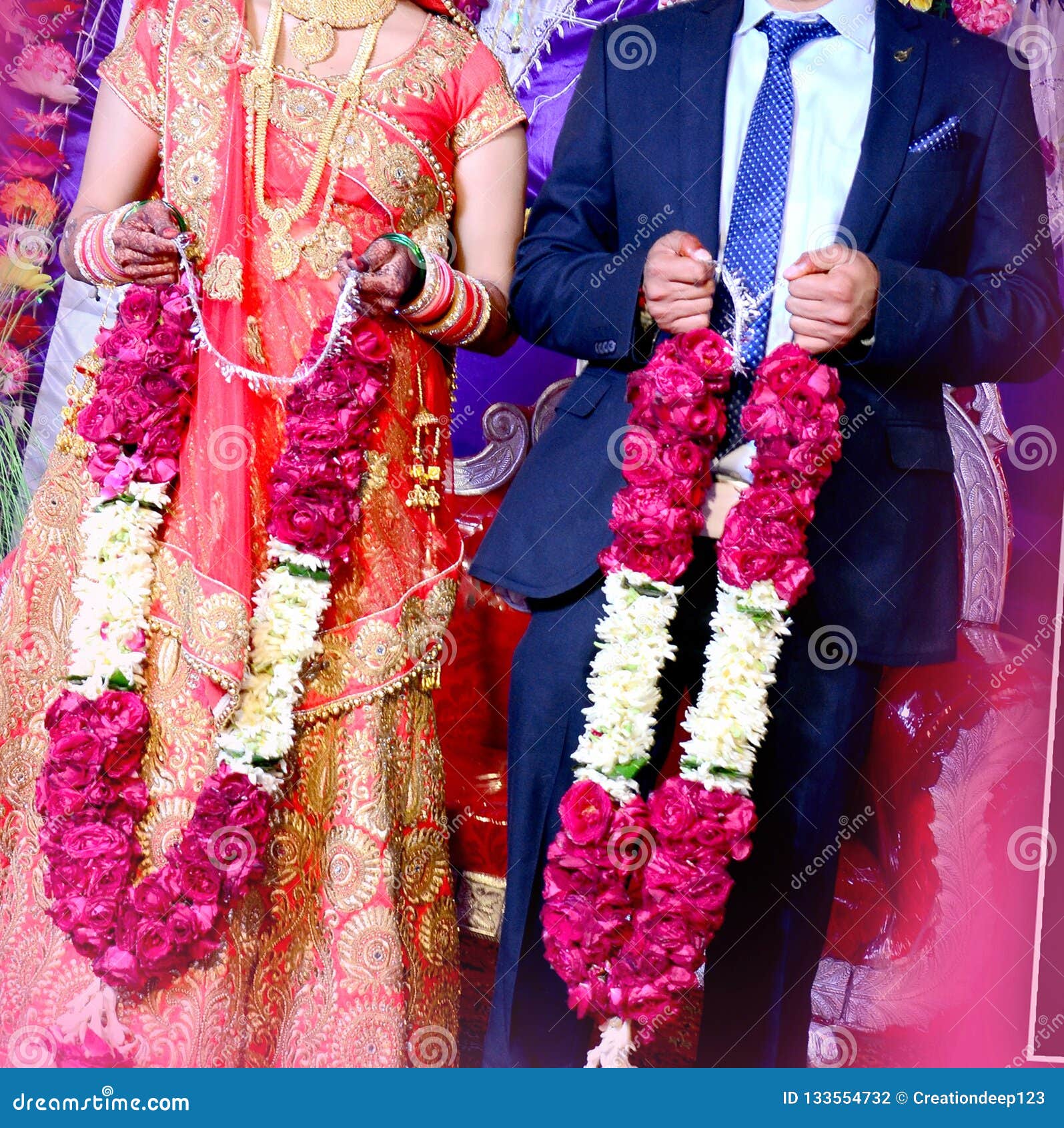 Bride and Groom at the Indian Wedding Garlands or Jaimala Ceremony Stock  Photo - Image of marriage, roses: 133554732