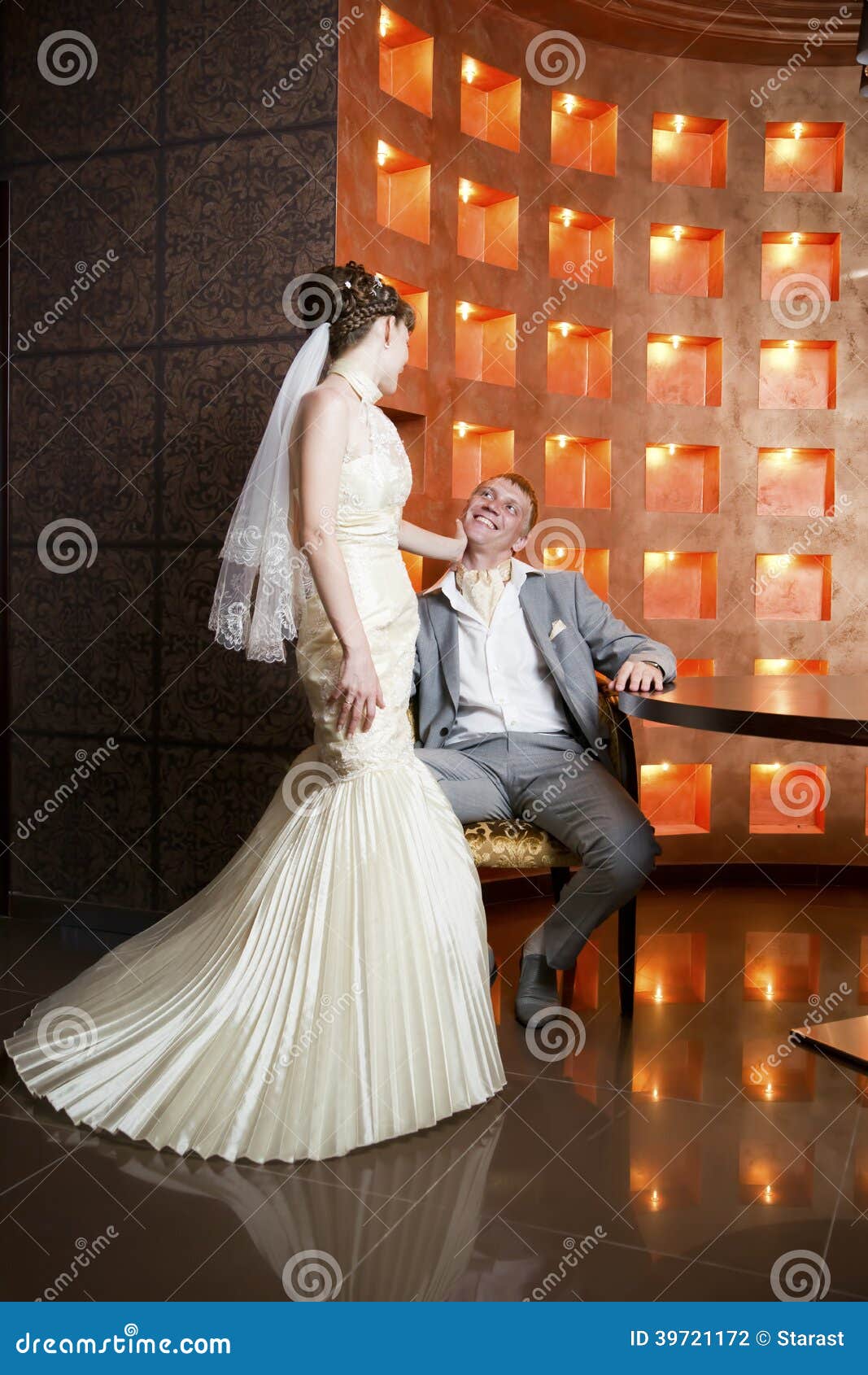 Bride and Groom in Interior Stock Photo Image of event, interior