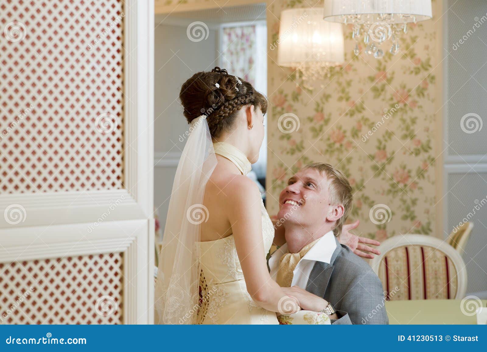 Bride and Groom in Interior Stock Image Image of handsome, glamour