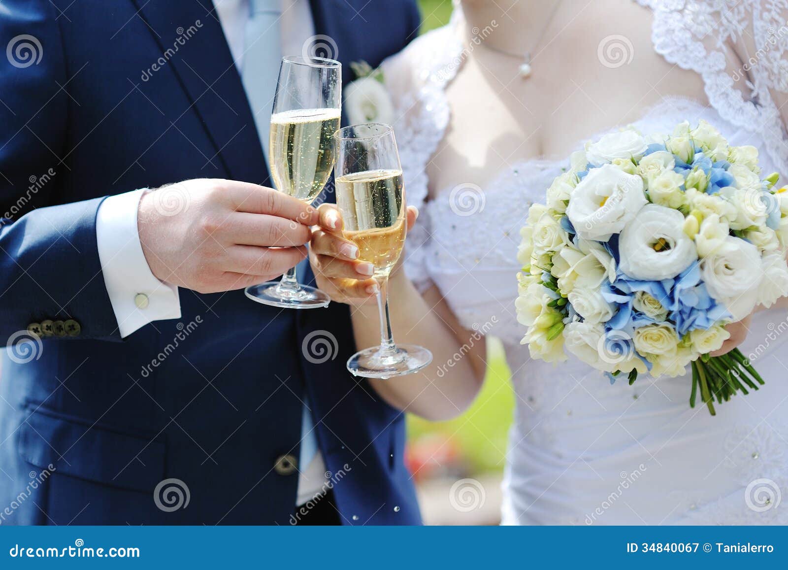 Bride And Groom Making A Toast With Champagne Stock Image
