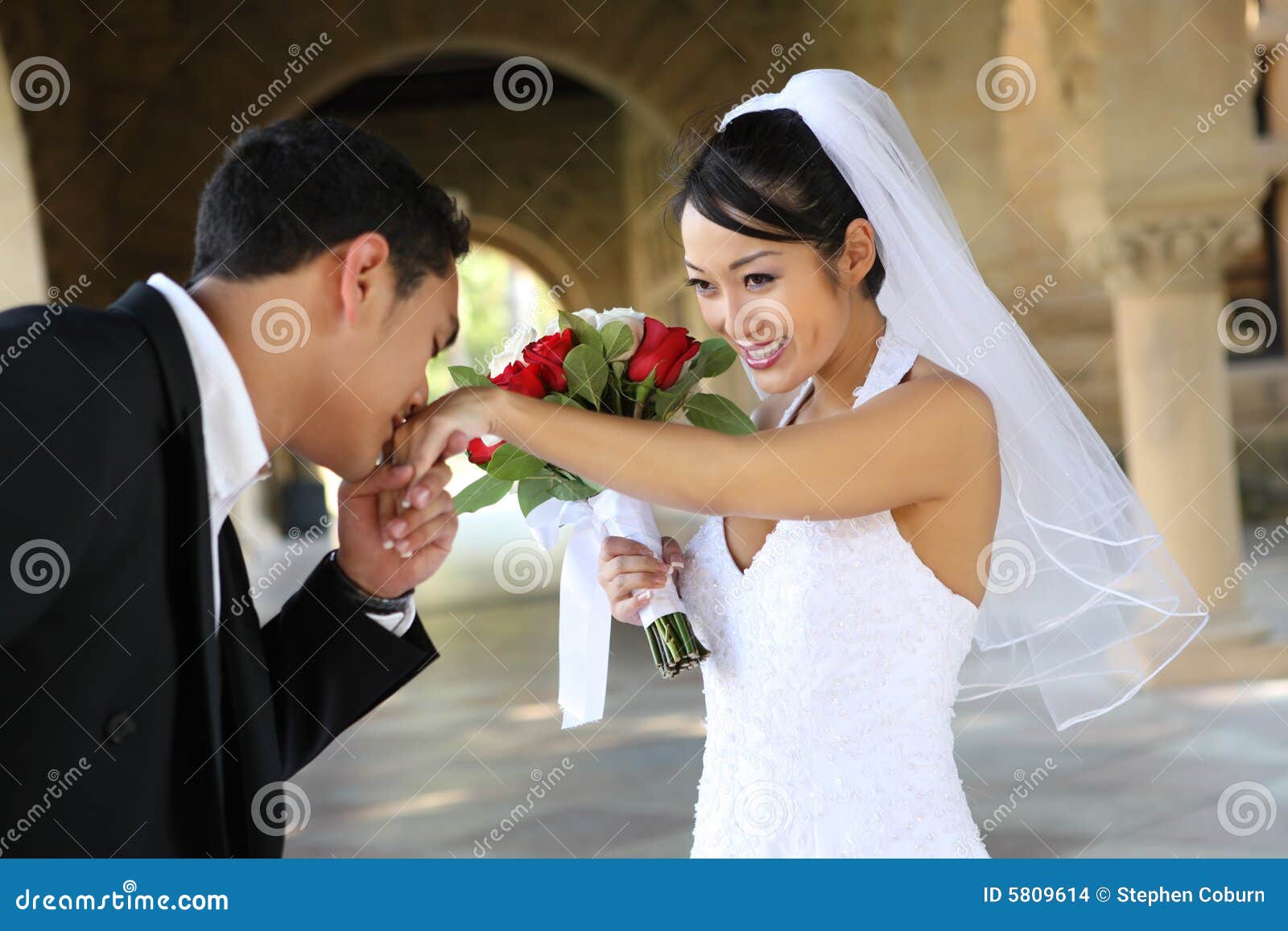 Bride And Groom At Wedding Stock Photo Image Of Beauty 5809614